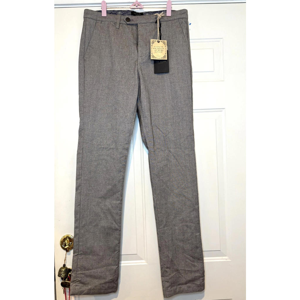 Ted Baker Brown Dress Pants Sz 32 Tall Straight Leg New With Tags #2086